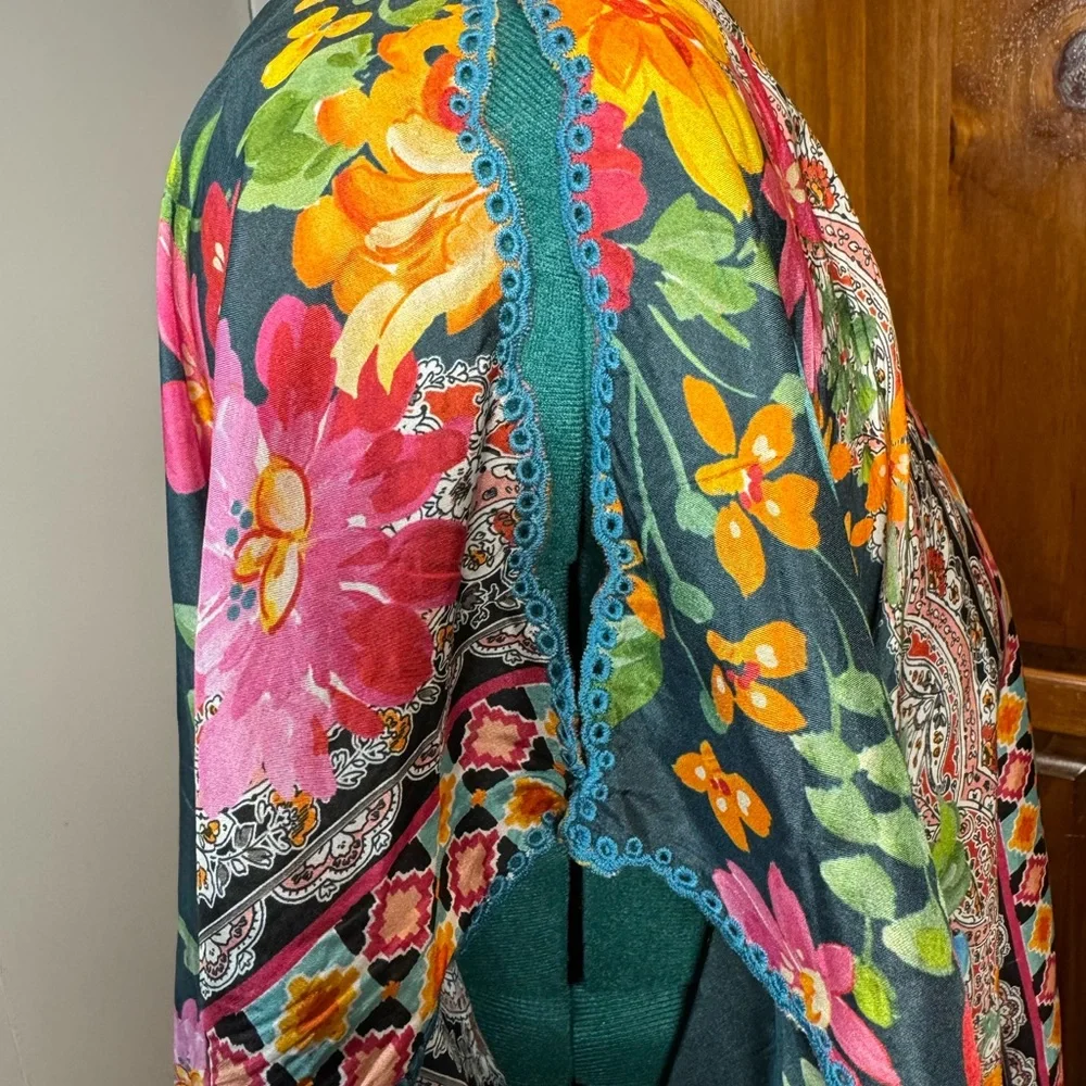 Johnny Was 100% Silk Magdalene Poncho - Size XL - Picture 12 of 16